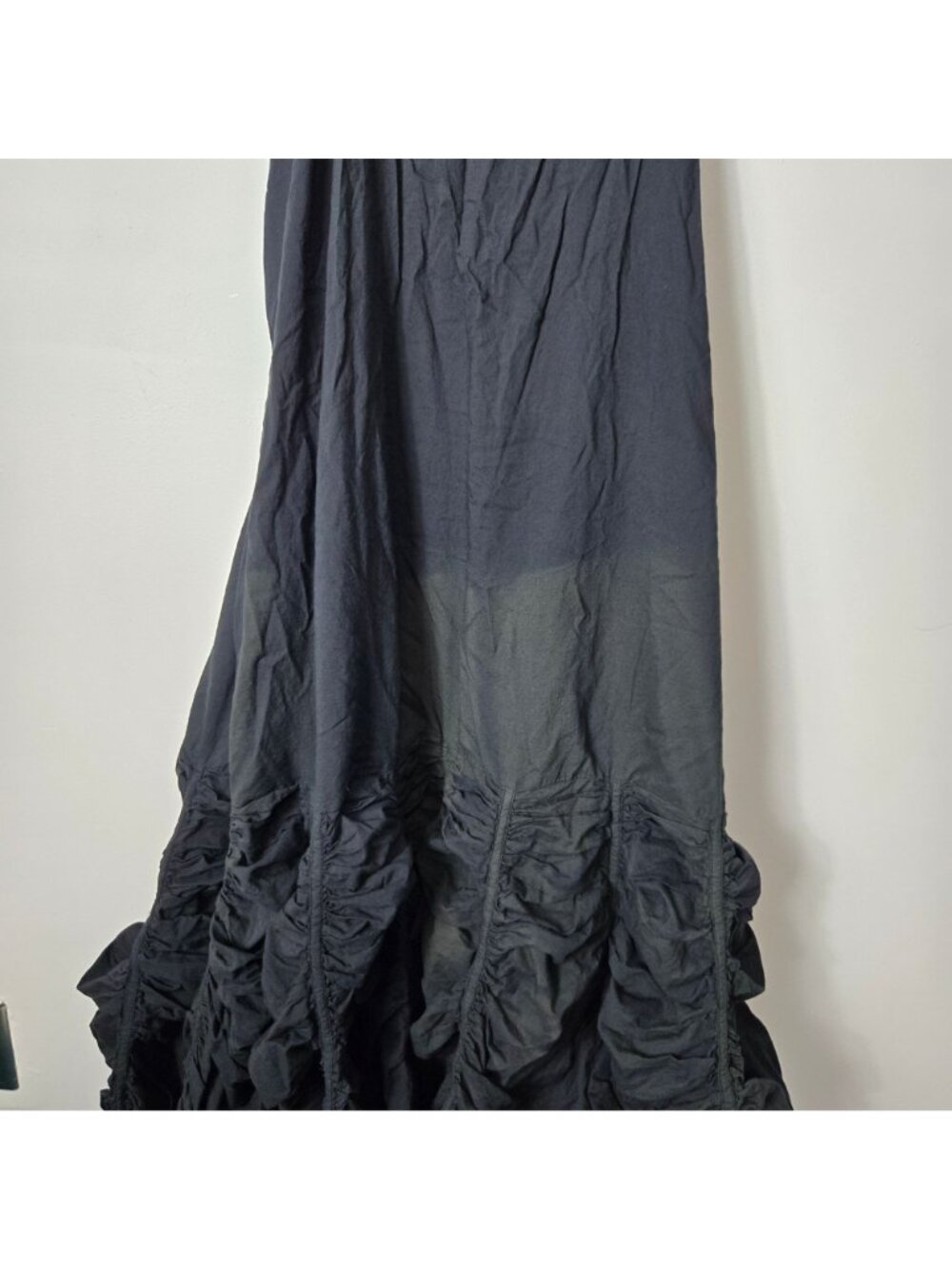 Krista Larson Black Balloon Midi Cami Slip Dress Spaghetti Strap FLAW - Picture 4 of 9